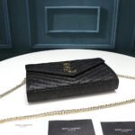 Saint Laurent Chain-strap YSL-plaque grained-leather wallet - Image 5