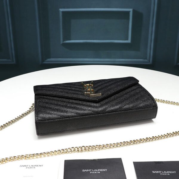 Saint Laurent Chain-strap YSL-plaque grained-leather wallet - Image 5