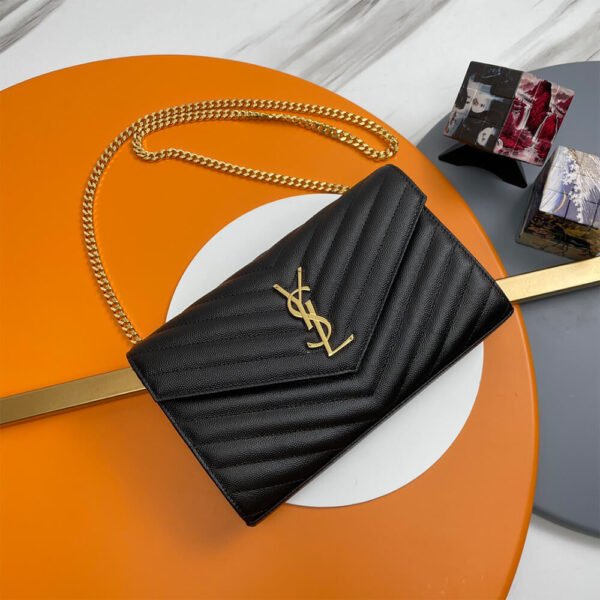 YSL classic cassandre chain wallet in grain de poudre leather - Image 3