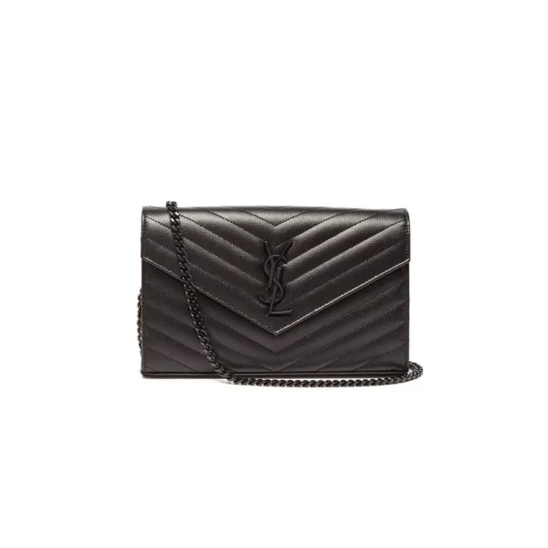 Saint Laurent Chain-strap YSL-plaque grained-leather wallet - Image 2