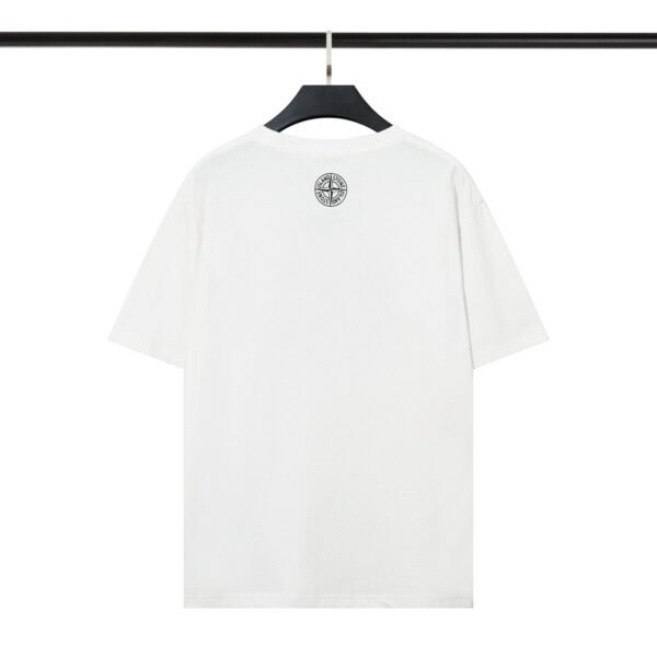 Stone Island Embroidered Logo Compass Graphic Black Cotton Crew Neck T-Shirt - Image 7