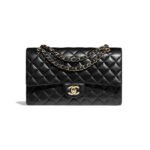 CHANEL Classic Double Flap Black Quilted Lambskin Leather Women's Shoulder Bag