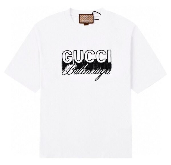 Gucci x Balenciaga Hacker Project Graphic Print White Cotton Crew Neck T-Shirt - Image 2