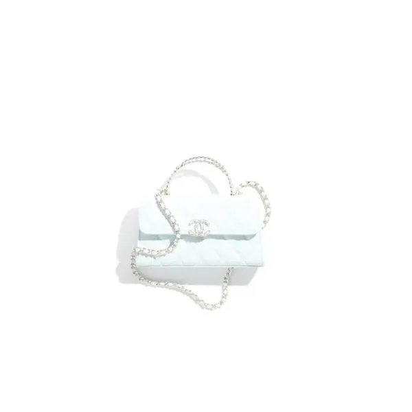 Chanel Classic Light Blue Quilted Leather Flap Phone Holder With Chain Women's Crossbody Bag - Image 2