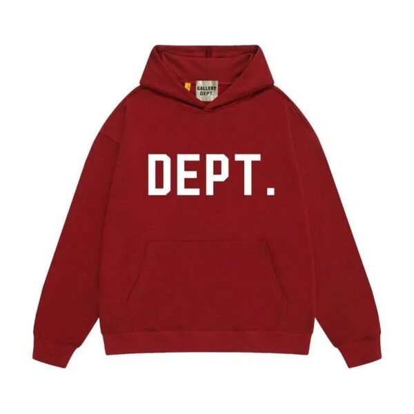 Gallery Dept. DEPT. Logo Print Red Cotton Fleece Pullover Hoodie - Image 2