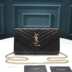 Saint Laurent Chain-strap YSL-plaque grained-leather wallet - Image 3