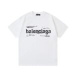 Balenciaga Chalk Logo Print Black Cotton Crew Neck T-Shirt - Image 4
