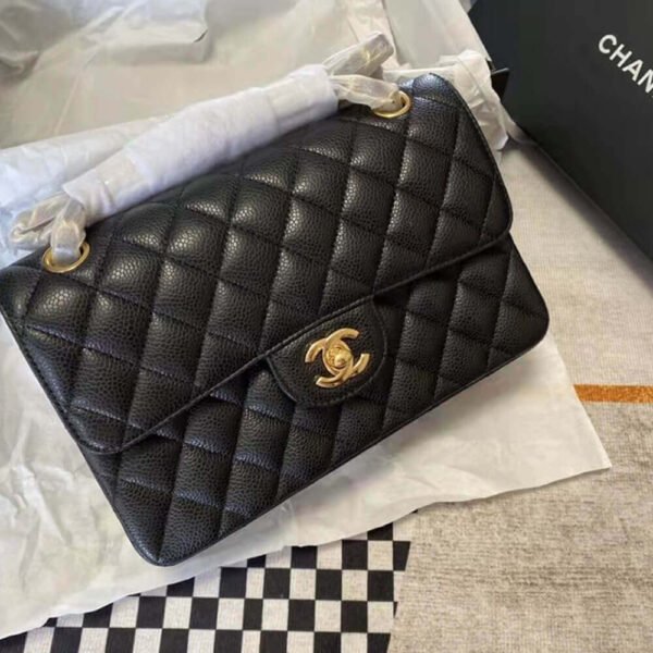 CHANEL Classic Double Flap Black Quilted Lambskin Leather Women's Shoulder Bag - Image 3