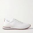 Weekend Walk Leather-Trimmed Mesh Sneakers