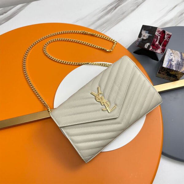 YSL classic cassandre chain wallet in grain de poudre leather - Image 3