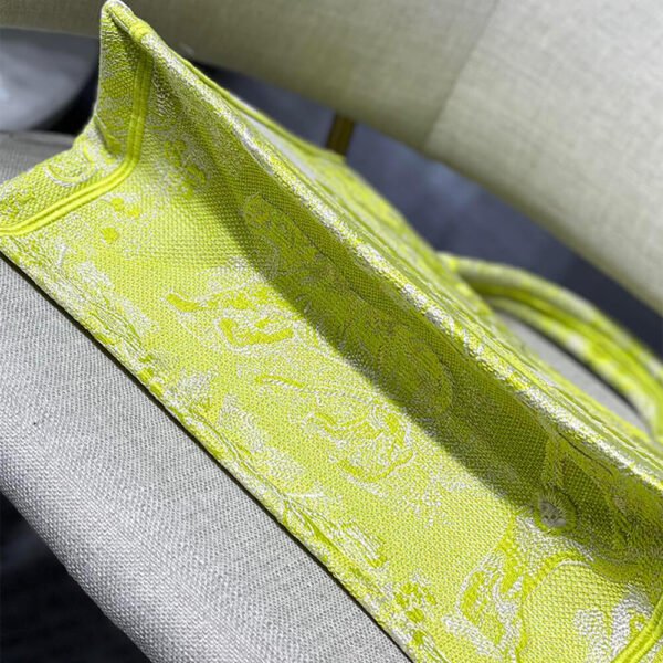 Dior Book Tote Small Chartreuse Yellow Toile de Jouy Embroidery Women's Tote Bag - Image 6