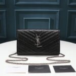 Saint Laurent Chain-strap YSL-plaque grained-leather wallet - Image 3