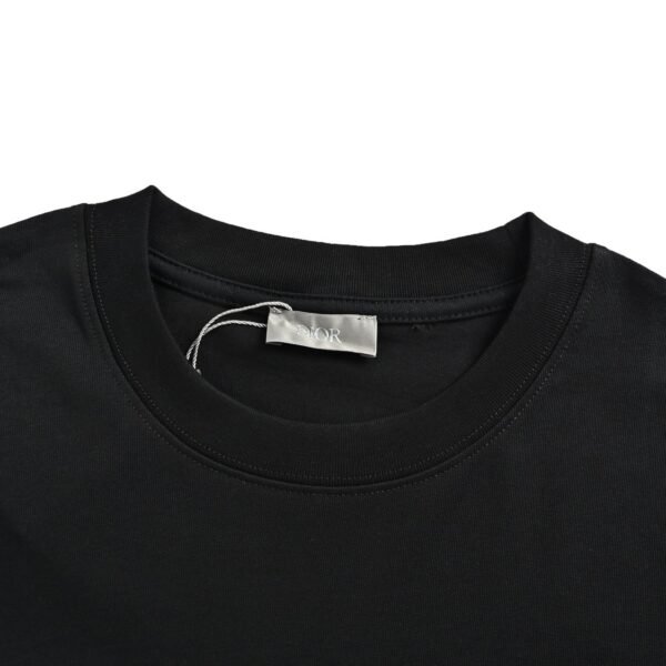 Dior CD Logo Embroidered Black Cotton Crew Neck T-Shirt - Image 7