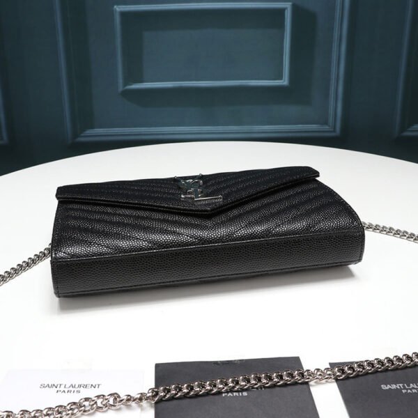 Saint Laurent Chain-strap YSL-plaque grained-leather wallet - Image 5