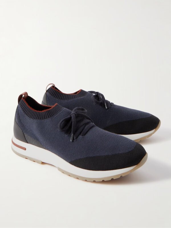 360 Flexy Walk Leather-Trimmed Knitted Wish® Silk Sneakers - Image 6