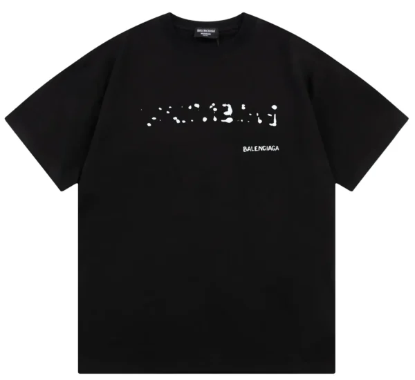 Balenciaga Slime Logo Print Black Cotton Crew Neck T-Shirt - Image 2