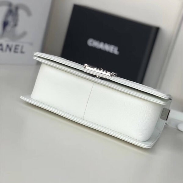 Chanel Boy Chanel Chevron White Leather Women's Shoulder Bag - Image 6