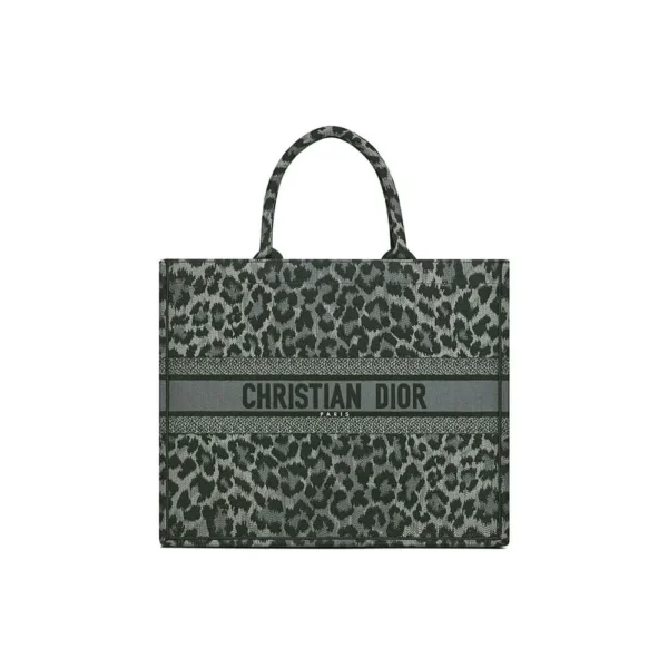 Dior Book Tote Small Grey Mizza Leopard Embroidered Canvas Women's Tote Bag - Image 2