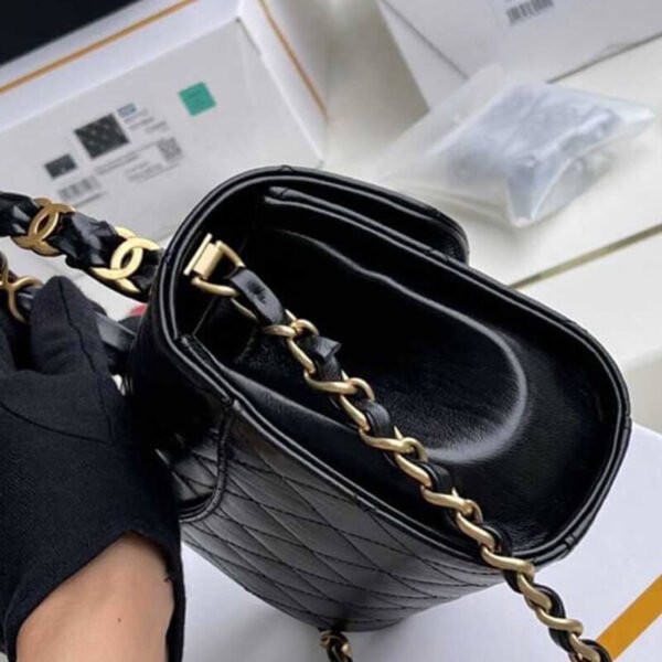 Chanel Mini Quilted Calfskin Leather Top Handle Flap Bag Black Women's Shoulder Bag - Image 7