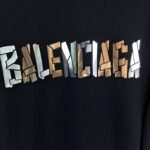 Balenciaga Abstract Block Logo Print Black Crew Neck Sweatshirt - Image 7