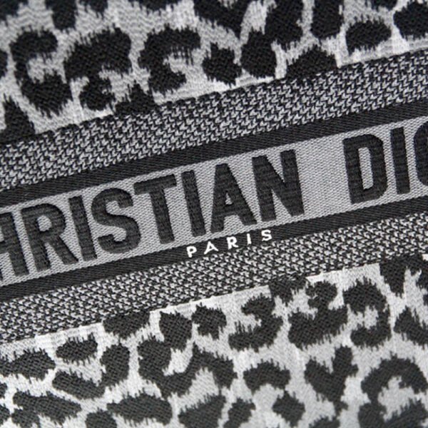 Dior Book Tote Small Grey Mizza Leopard Embroidered Canvas Women's Tote Bag - Image 7