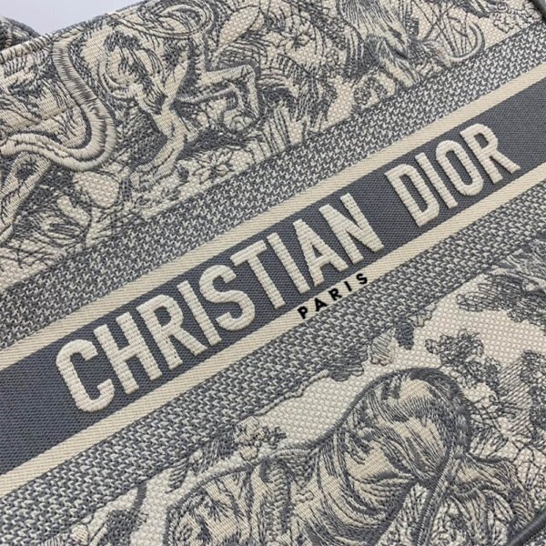 Dior Book Tote Small Grey Toile de Jouy Embroidered Canvas Women's Tote Bag - Image 7