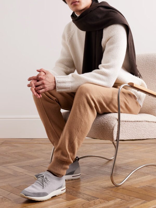 360 Flexy Walk Leather-Trimmed Knitted Wool Sneakers - Image 3