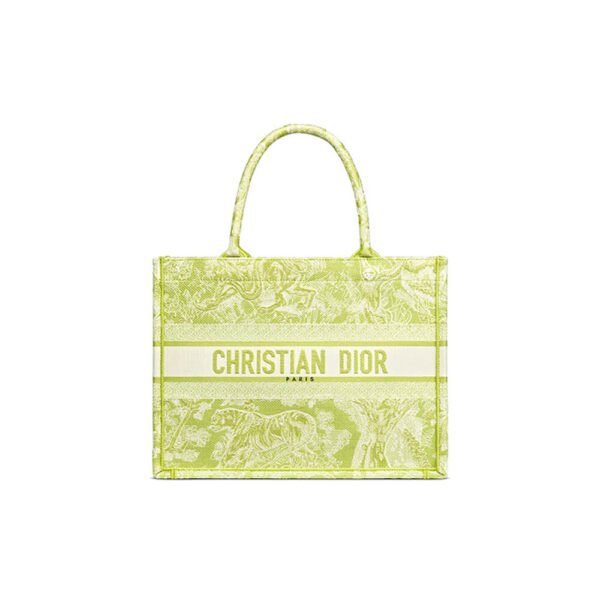 Dior Book Tote Small Chartreuse Yellow Toile de Jouy Embroidery Women's Tote Bag - Image 2