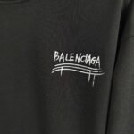 Balenciaga Hand-Drawn Logo Print Black Crew Neck Sweatshirt - Image 6