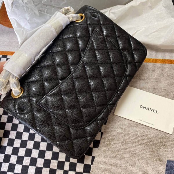 CHANEL Classic Double Flap Black Quilted Lambskin Leather Women's Shoulder Bag - Image 6