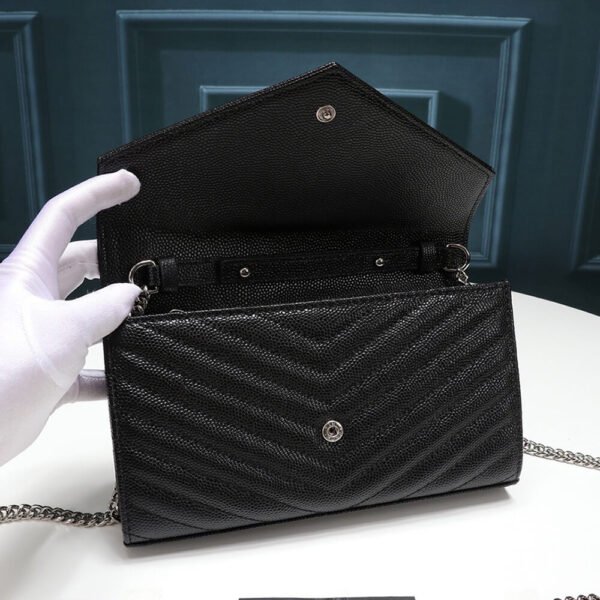 Saint Laurent Chain-strap YSL-plaque grained-leather wallet - Image 7