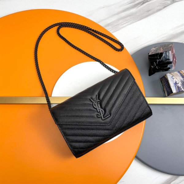 YSL classic cassandre chain wallet in grain de poudre leather - Image 3
