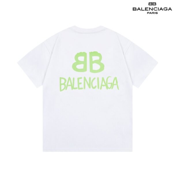 Balenciaga Hand Drawn BB Logo Print Black Purple Cotton Crew Neck T-Shirt - Image 5