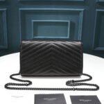 Saint Laurent Chain-strap YSL-plaque grained-leather wallet - Image 4