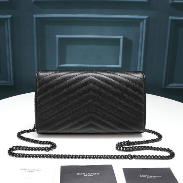 Saint Laurent Chain-strap YSL-plaque grained-leather wallet - Image 4