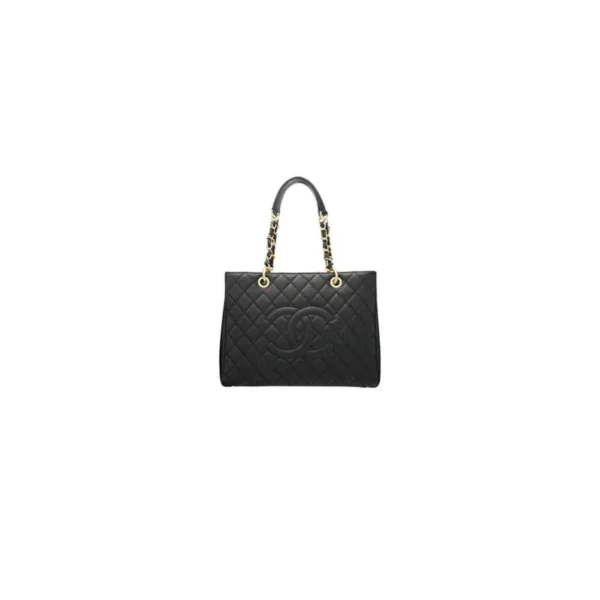 Chanel Grand Shopping Tote GST Black Quilted Caviar Leather Women's Shoulder Tote Bag - Image 2