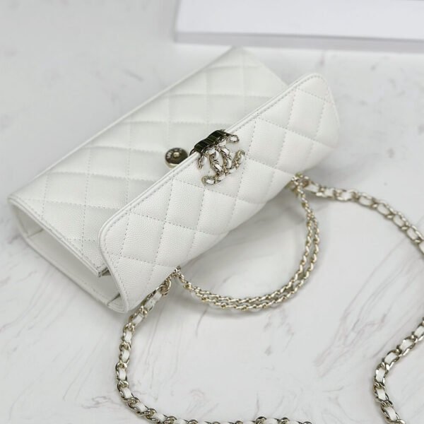 Chanel Classic Light Blue Quilted Leather Flap Phone Holder With Chain Women's Crossbody Bag - Image 5