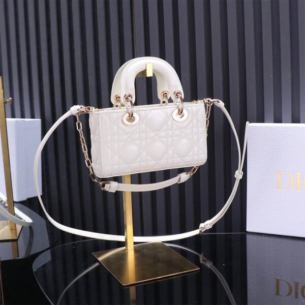Dior Lady D-Joy Micro Cannage Latte Lambskin Leather Women's Shoulder Bag - Image 5
