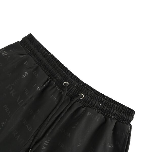Prada All-Over Logo Print Black Drawstring Shorts - Image 6