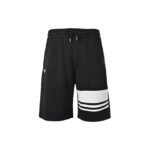 Prada Triangle Logo Striped Black Cotton Drawstring Shorts