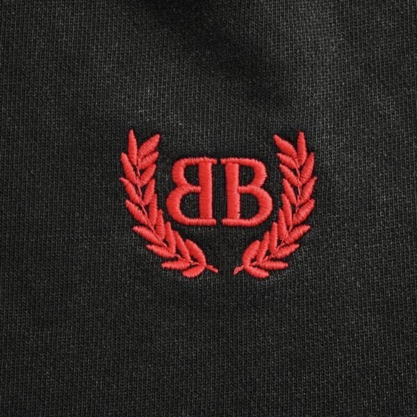 Balenciaga BB Laurel Embroidered Logo Black Cotton Sweat Shorts - Image 7