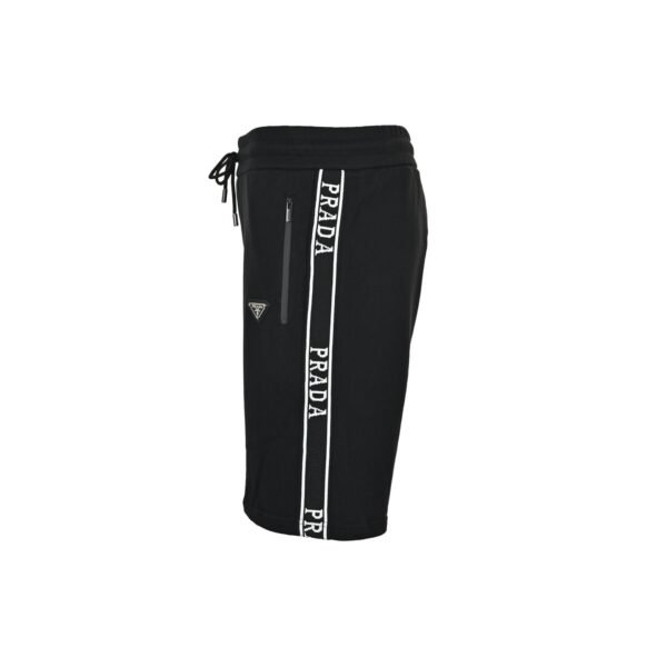 Prada Triangle Logo Plaque Drawstring Black Shorts - Image 4