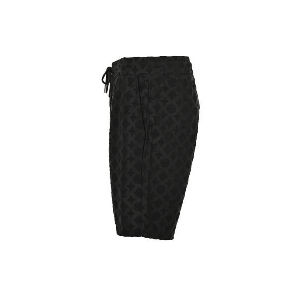 Black men's shorts with a subtle pattern and drawstring waist.