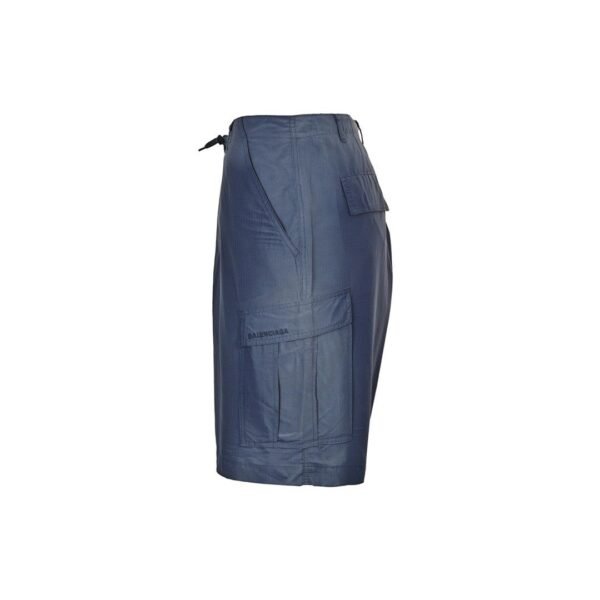 Balenciaga Navy Blue Drawstring Cargo Bermuda Shorts - Image 4