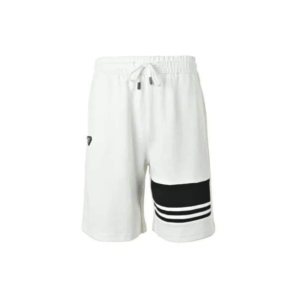 Prada Triangle Logo Striped Black Cotton Drawstring Shorts - Image 5