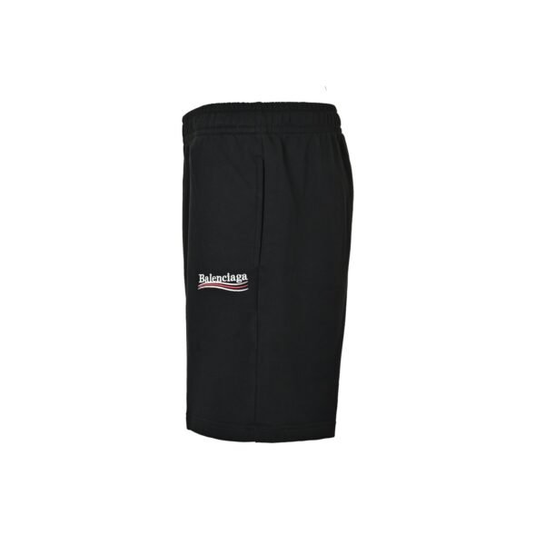 Balenciaga Political Campaign Embroidered Logo Black Shorts - Image 4