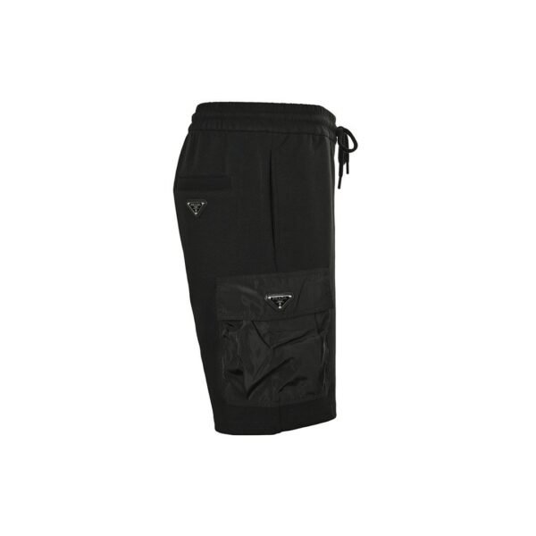 Prada Re-Nylon Pocket Black Cotton Drawstring Cargo Shorts - Image 4