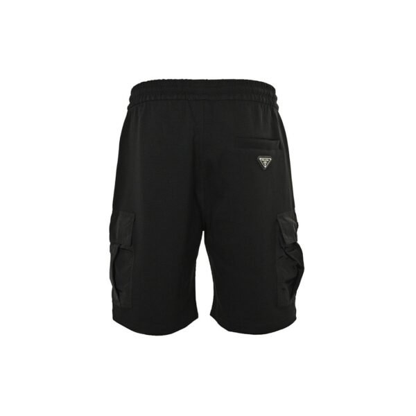 Prada Re-Nylon Pocket Black Cotton Drawstring Cargo Shorts - Image 5