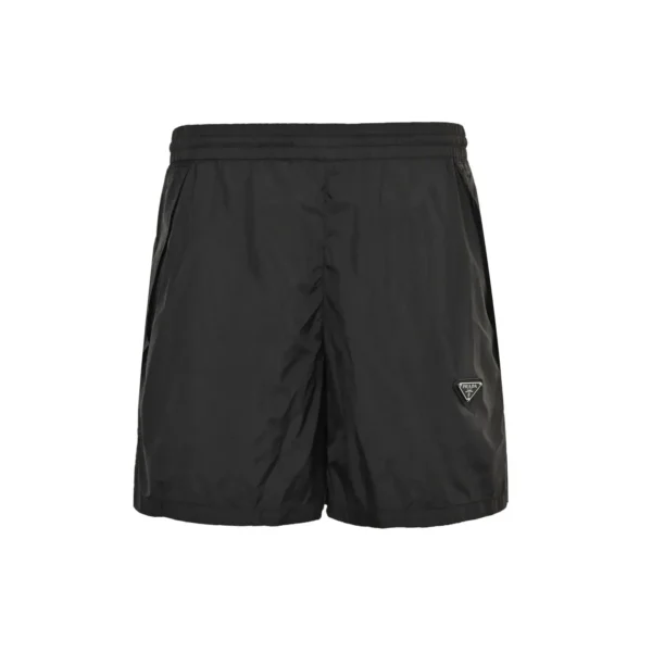 Prada Triangle Logo Plaque Black Re-Nylon Shorts - Image 2