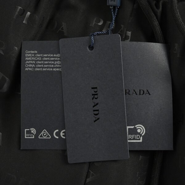 Prada All-Over Logo Print Black Drawstring Shorts - Image 7